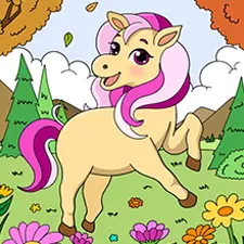 Pony In A Garden Coloring Page