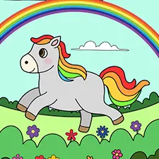 Pony Under A Rainbow Coloring Page