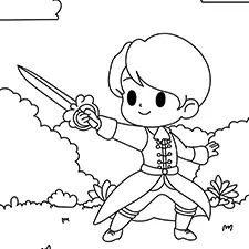 Prince Practicing Swordplay Coloring Page