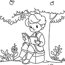 Prince Reading A Book Under A Tree Coloring Page