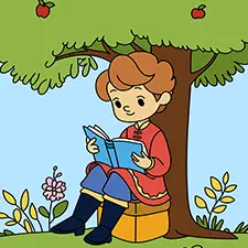 Prince Reading A Book Under A Tree Coloring Page