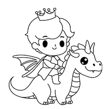 Prince Riding A Dragon Coloring Page