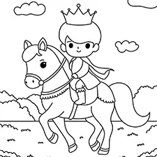 Prince Riding A Horse Coloring Page