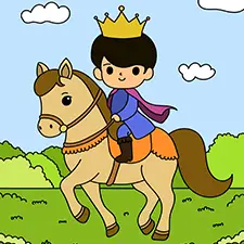 Prince Riding A Horse Coloring Page