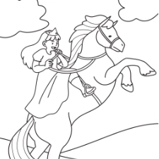 Princess and Horse Coloring Page