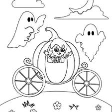 Pumpkin Carriage Colouring Pages Black & White