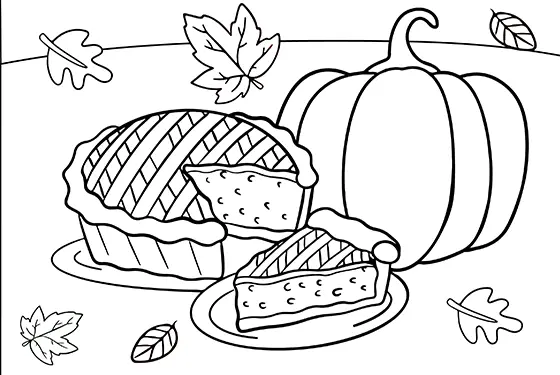 Pumpkin Pie Coloring Page Black & White