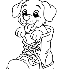 Puppy Inside A Shoe Coloring Page