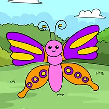 Adorable Adorable Purple Butterfly Coloring Page