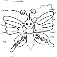 Adorable Adorable Purple Butterfly Coloring Page Black & White