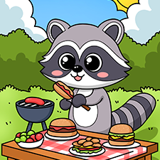 Raccoon At The Barbecue Printable