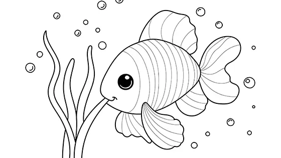 Rainbowfish Eating Algae Coloring Page