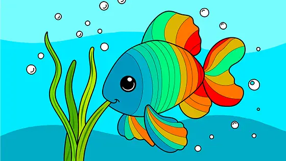 Rainbowfish Eating Algae Printable