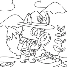 Ranger Fox Observing A Caterpillar Coloring Page