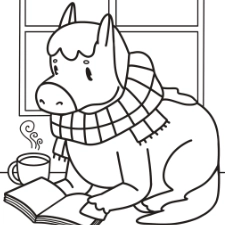 Reading Horse Coloring Page