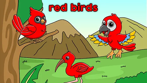 Red Birds Coloring Page Color