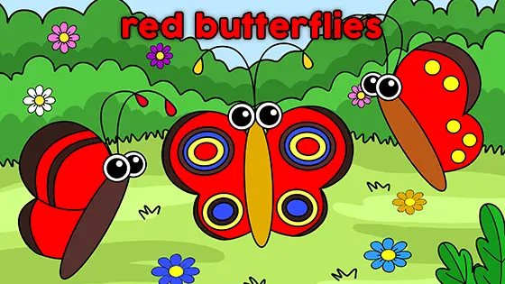 Red Butterflies Coloring Page Color