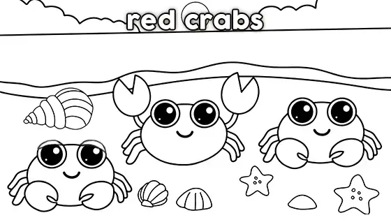 Red Crabs Coloring Page Black & White