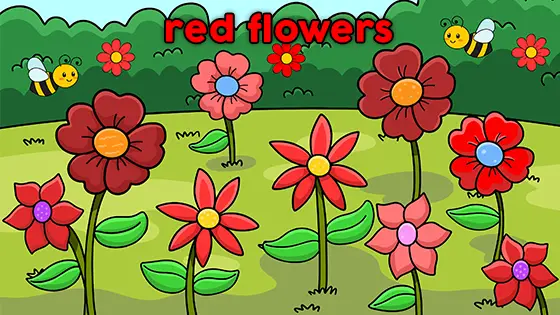 Red Flowers Coloring Page Color