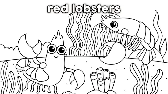 Red Lobsters Coloring Page Black & White