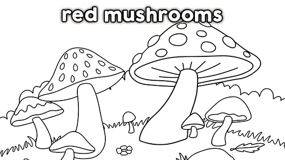 Red Mushrooms Coloring Page Black & White