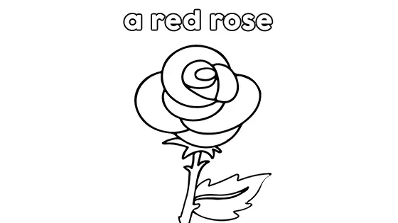 A Red Rose Coloring Pages Free PDF Download Black & White