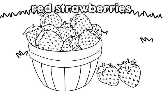 Red Strawberries Coloring Page Black & White