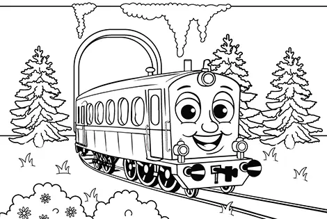 Red Train Caboose Coloring Page Black & White