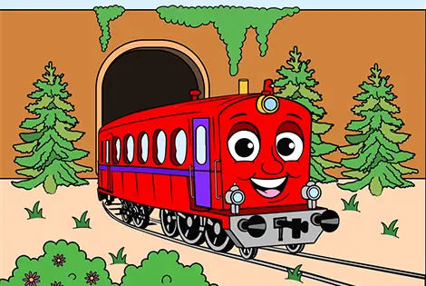 Red Train Caboose Coloring Page