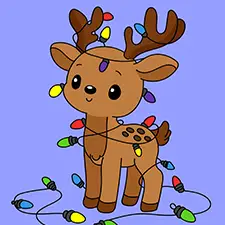 Reindeer Tangled In Christmas Lights Coloring Page