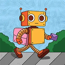 Robot Carrying Mail Coloring Page