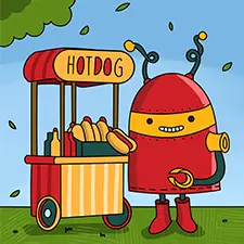 Robot With A Hotdog Stand Coloring Page