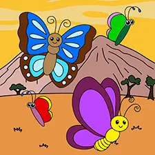 Safari Butterflies Coloring Page