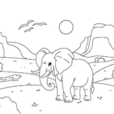 Safari Elephant Coloring Page