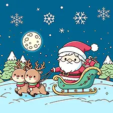 Santa Claus Riding His Sleigh Coloring Page