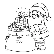 Santa Packing Presents Coloring Page