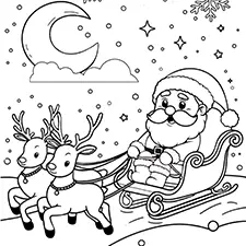 Santa & Reindeer Printable Black & White