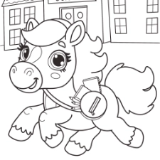 Back to School Horse Coloring Page Black & White