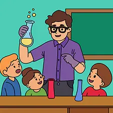 Male Science Teacher Showing An Experiment Coloring Page