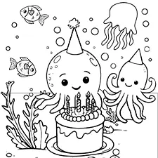 Sea Creatures Birthday Party Printable Black & White