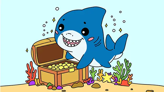 Shark With A Sunken Treasure Printable