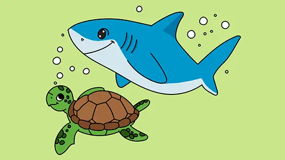 Shark With A Turtle Printable