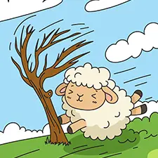 Sheep Being Blown By The Wind Coloring Page