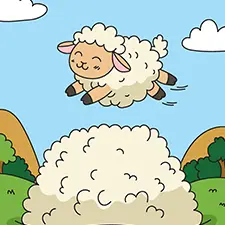 Sheep Diving Into A Pile Of Wool Coloring Page