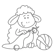 Sheep Knitting A Scarf Coloring Page