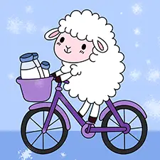 Sheep With Milk On A Bicycle Coloring Page