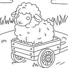 Sheep Riding A Wagon Coloring Page