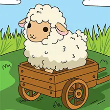 Sheep Riding A Wagon Coloring Page