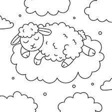 Sheep Sleeping On A Cloud Coloring Page