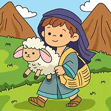 Shepherd Carrying A Lamb Coloring Page